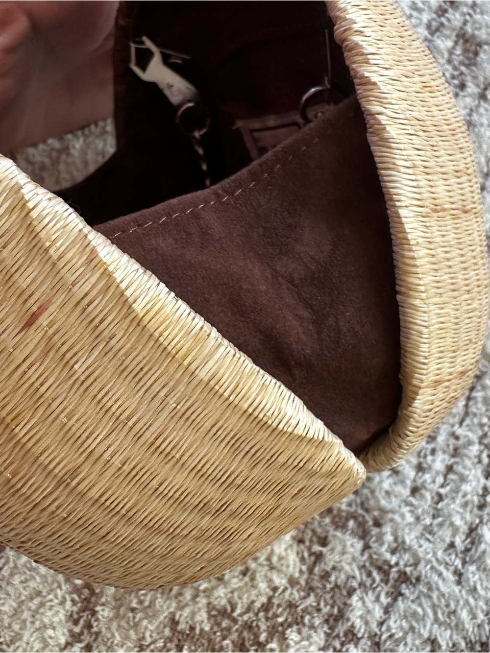 Vintage Le SAC Two Tone Coconut Shell Crossbody Clutch - Picture 11 of 16